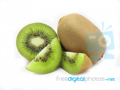 Slice Of Fresh Juicy Delicious And Healthy Kiwi Fruit, Isolated Stock Photo