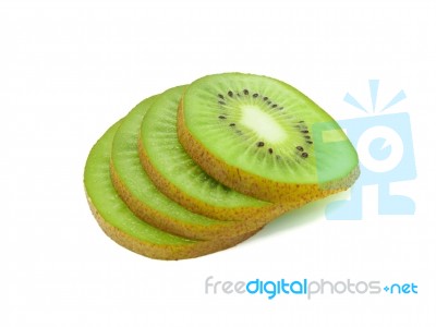 Slice Of Fresh Juicy Delicious And Healthy Kiwi Fruit, Isolated Stock Photo