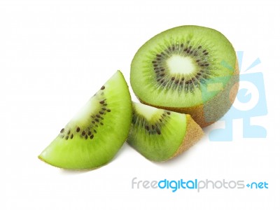 Slice Of Fresh Juicy Delicious And Healthy Kiwi Fruit, Isolated Stock Photo