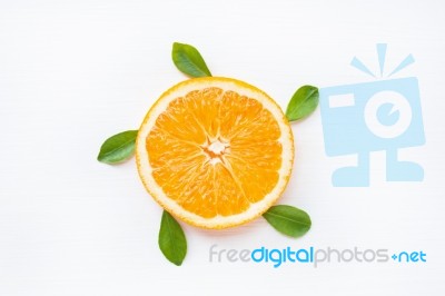 Slice Of Fresh Orange Citrus Fruit Isolated Stock Photo