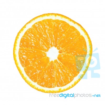 Slice Of Fresh Orange Isolated On White Background Stock Photo