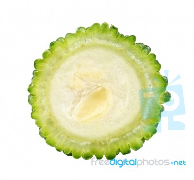 Slice Of Gourd Isolated On White Background Stock Photo