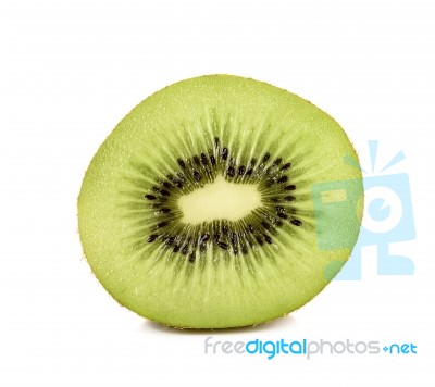 Slice Of Kiwi Isolated On White Background Stock Photo