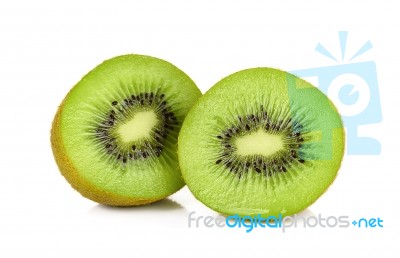 Slice Of Kiwi Isolated On White Background Stock Photo