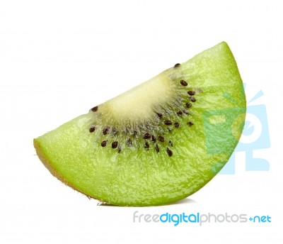 Slice Of Kiwi Isolated On White Background Stock Photo