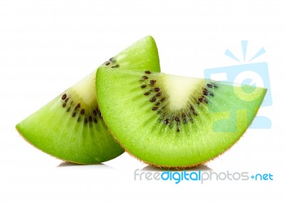 Slice Of Kiwi Isolated On White Background Stock Photo