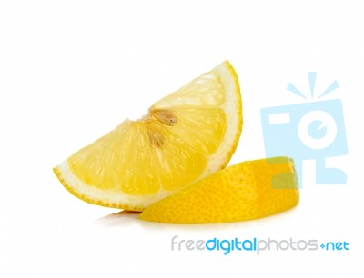 Slice Of Lemon Isolated On The White Background Stock Photo