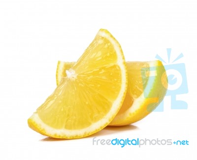 Slice Of Lemon Isolated On White Background Stock Photo