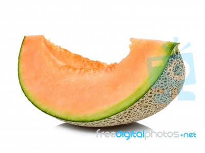 Slice Of Melon Isolated On White Background Stock Photo