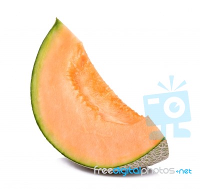 Slice Of Melon Isolated On White Background Stock Photo