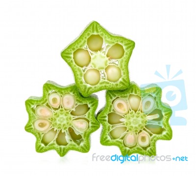 Slice Of Okra Isolated On The White Background Stock Photo