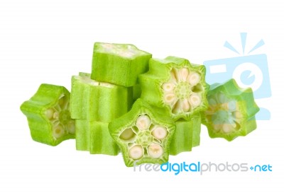 Slice Of Okra Isolated On The White Background Stock Photo