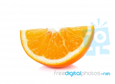 Slice Of Orange Fruit Isolated On The White Background Stock Photo