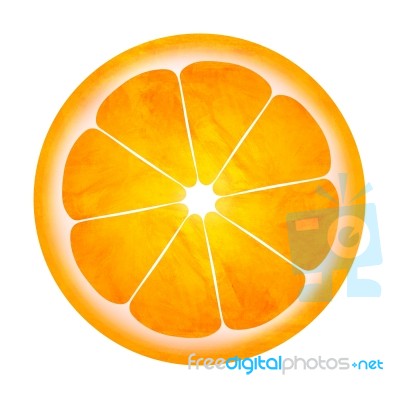 Slice Of Orange Painting Illustration Isolated On White Background Stock Image