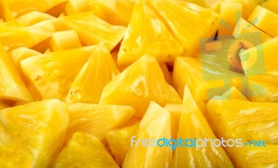 Slice Of Pineapple For Background Texture Stock Photo