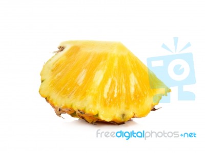 Slice Of Pineapple Isolated On White Stock Photo