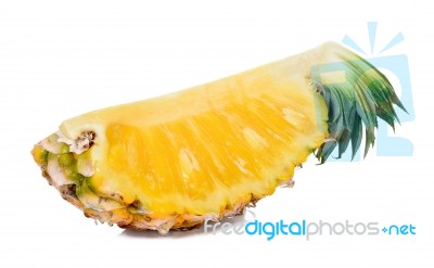 Slice Of Pineapple Isolated On White Background Stock Photo