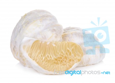 Slice Of Pomelo Isolated On The White Background Stock Photo