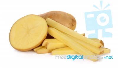 Slice Of Potato Isolated On The White Background Stock Photo