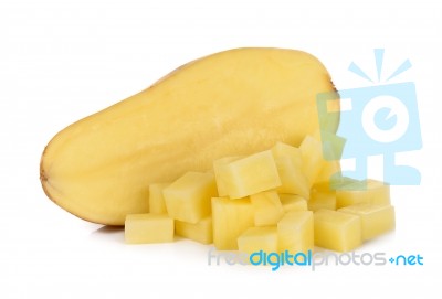 Slice Of Potato Isolated On The White Background Stock Photo