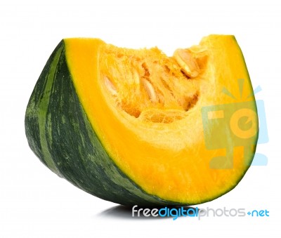 Slice Of Pumpkin Isolated On White Background Stock Photo