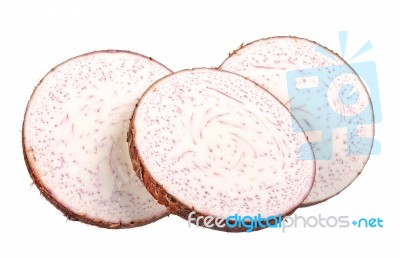 Slice Of Taro Isolated On The White Background Stock Photo