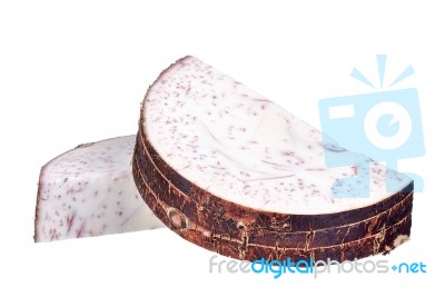 Slice Of Taro Isolated On White Background Stock Photo