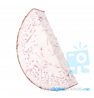 Slice Of Taro Isolated On White Background Stock Photo