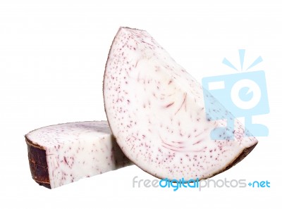 Slice Of Taro Isolated On White Background Stock Photo