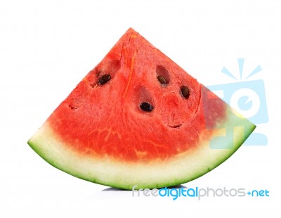 Slice Of Water Melon On A White Background Stock Photo