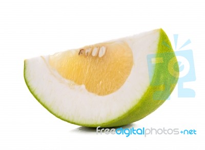 Slice Pomelo Citrus Isolated On White Background Stock Photo