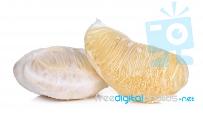 Slice Pomelo Isolated On The White Background Stock Photo