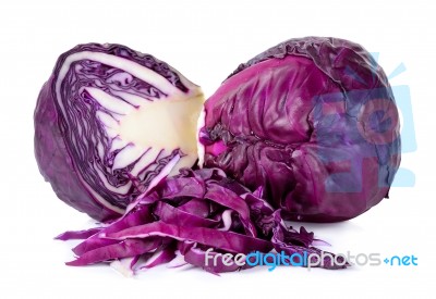 Slice Red Cabbage Isolated On The White Background Stock Photo