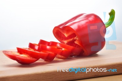 Slice Red Sweet Pepper Stock Photo