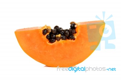 Slice Ripe Papaya Isolated Stock Photo