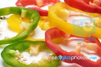 Slice Sweet Peppers Stock Photo