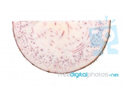 Slice Taro Fruit Isolated On White Background Stock Photo