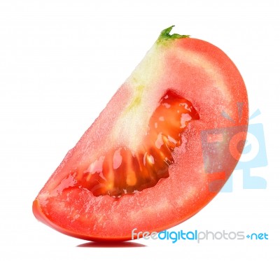 Slice Tomato Isolated On The White Backgroud Stock Photo