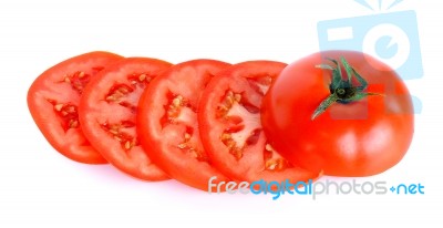 Slice Tomato Isolated On The White Background Stock Photo