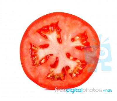 Slice Tomato Isolated On The White Background Stock Photo