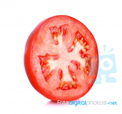 Slice Tomato Isolated On The White Background Stock Photo