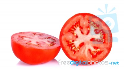 Slice Tomato Isolated On The White Background Stock Photo