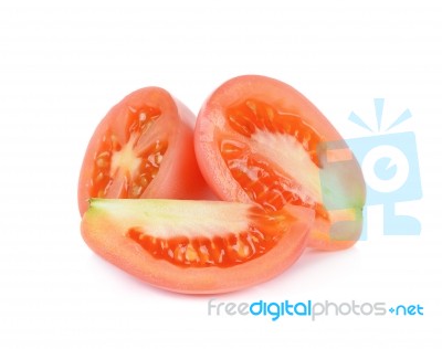 Slice Tomato Isolated On The White Background Stock Photo