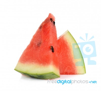 Slice Watermelon Isolated On The White Background Stock Photo