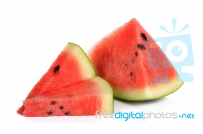 Slice Watermelon Isolated On The White Background Stock Photo