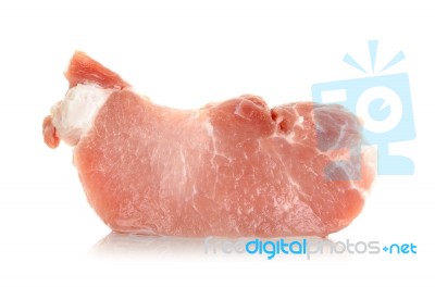 Slice Wiht Pork Isolated On The White Background Stock Photo