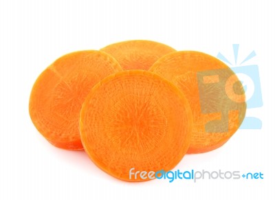 Slice With Carrot Isolated On The White Background Stock Photo