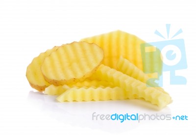 Slice With Potato Isolated On The White Background Stock Photo