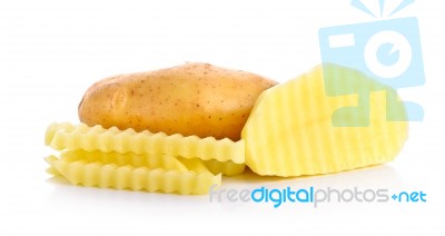 Slice With Potato Isolated On The White Background Stock Photo