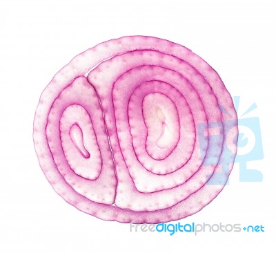 Slice With Red Onion Isolated On The White Background Stock Photo